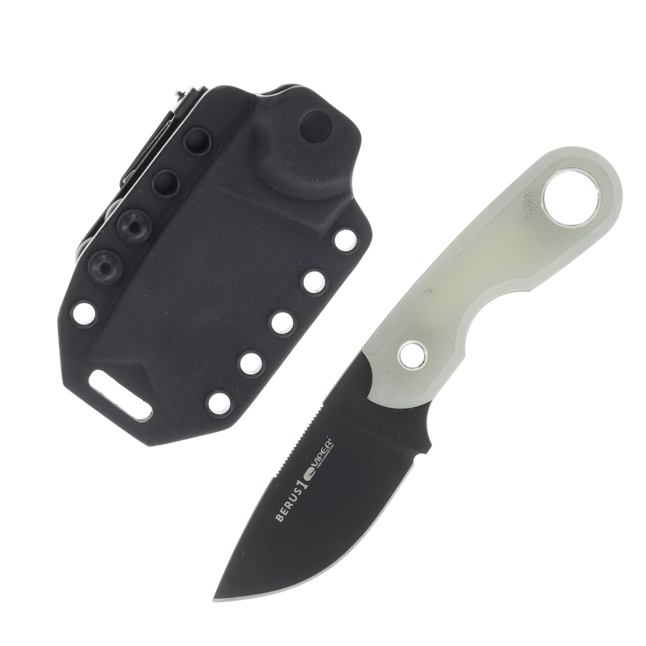 Viper Knives Berus 1 Fixed Blade Knife Jade G10 2.64in Black Drop Point
