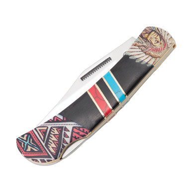 Frost Silverhorse Stoneworks Wild West Warrior Folding Knife