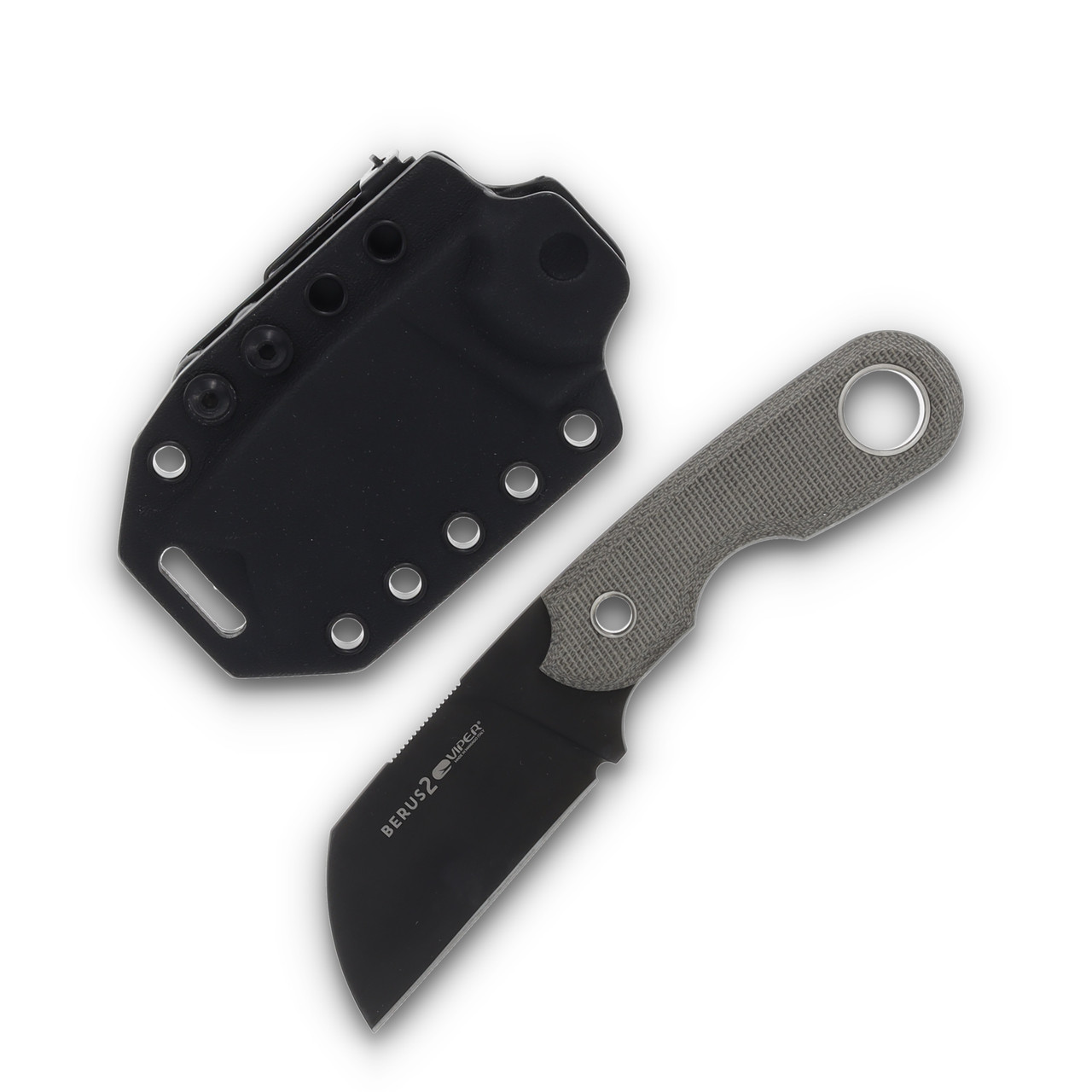 Viper Knives Berus 2 Fixed Blade Green Canvas Micarta 2.44in Black Blade