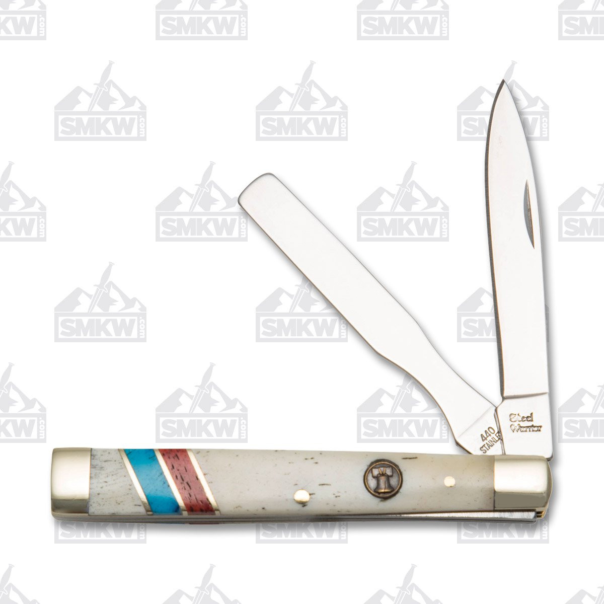Frost Liberty Bell 2 Bld. Doctor's Folding Knife White Smooth Bone FRSW120LB