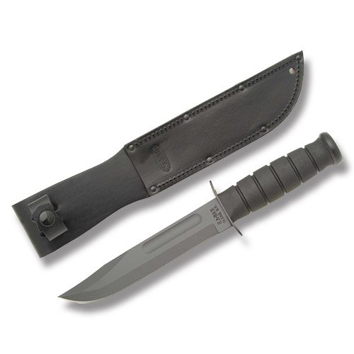 KA-BAR Fighting Fixed Blade Knife 7in Plain Black Clip Point
