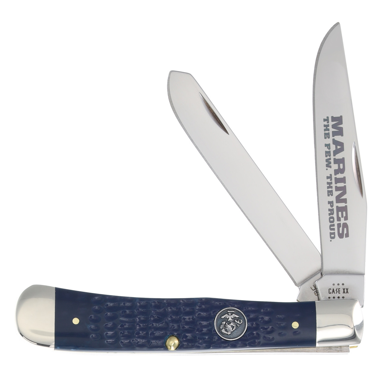 Case USMC Blue Jigged Synthetic Trapper Folding Knife
