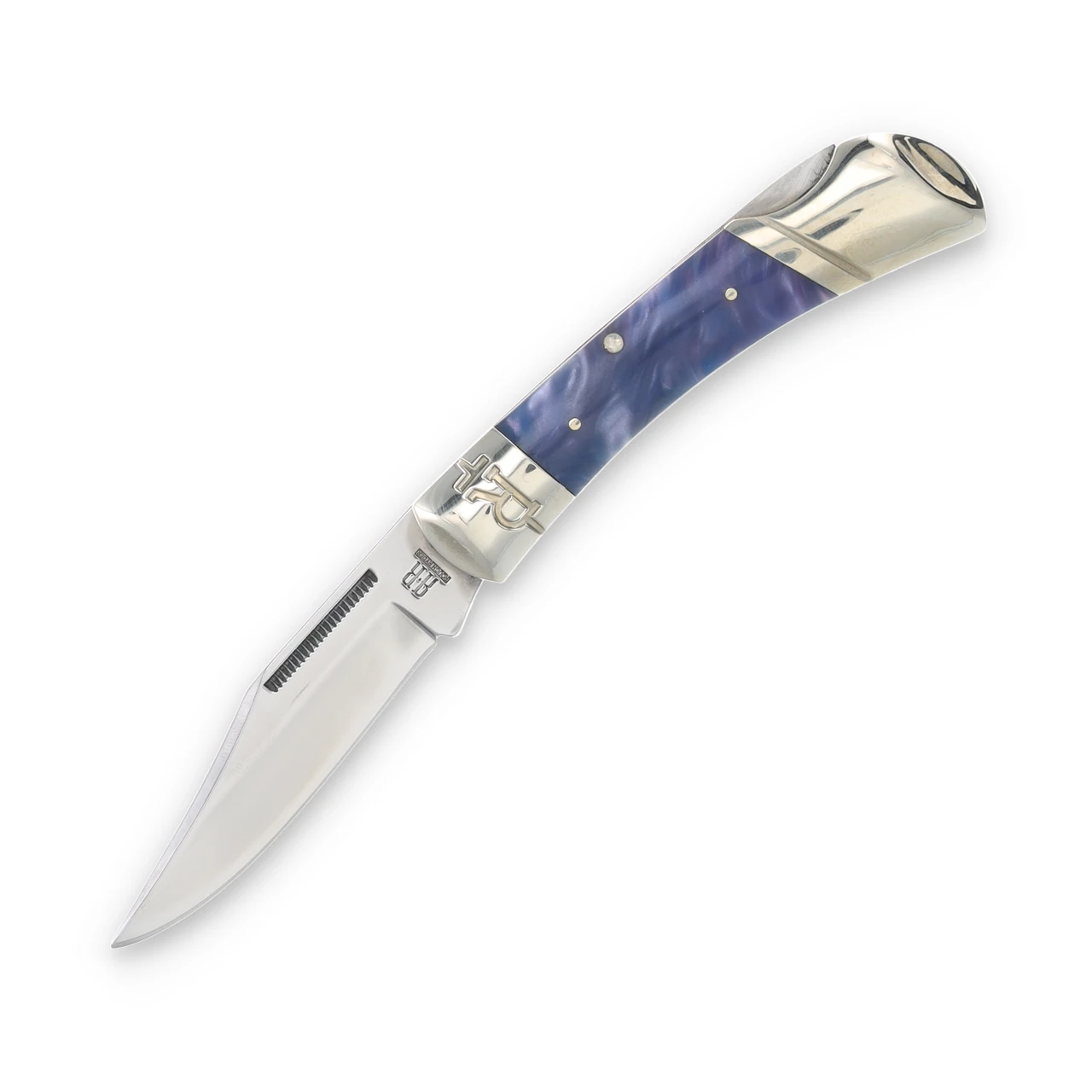 Rough Ryder Small Lockback Folding Knife Purple Swirl Front Open 1