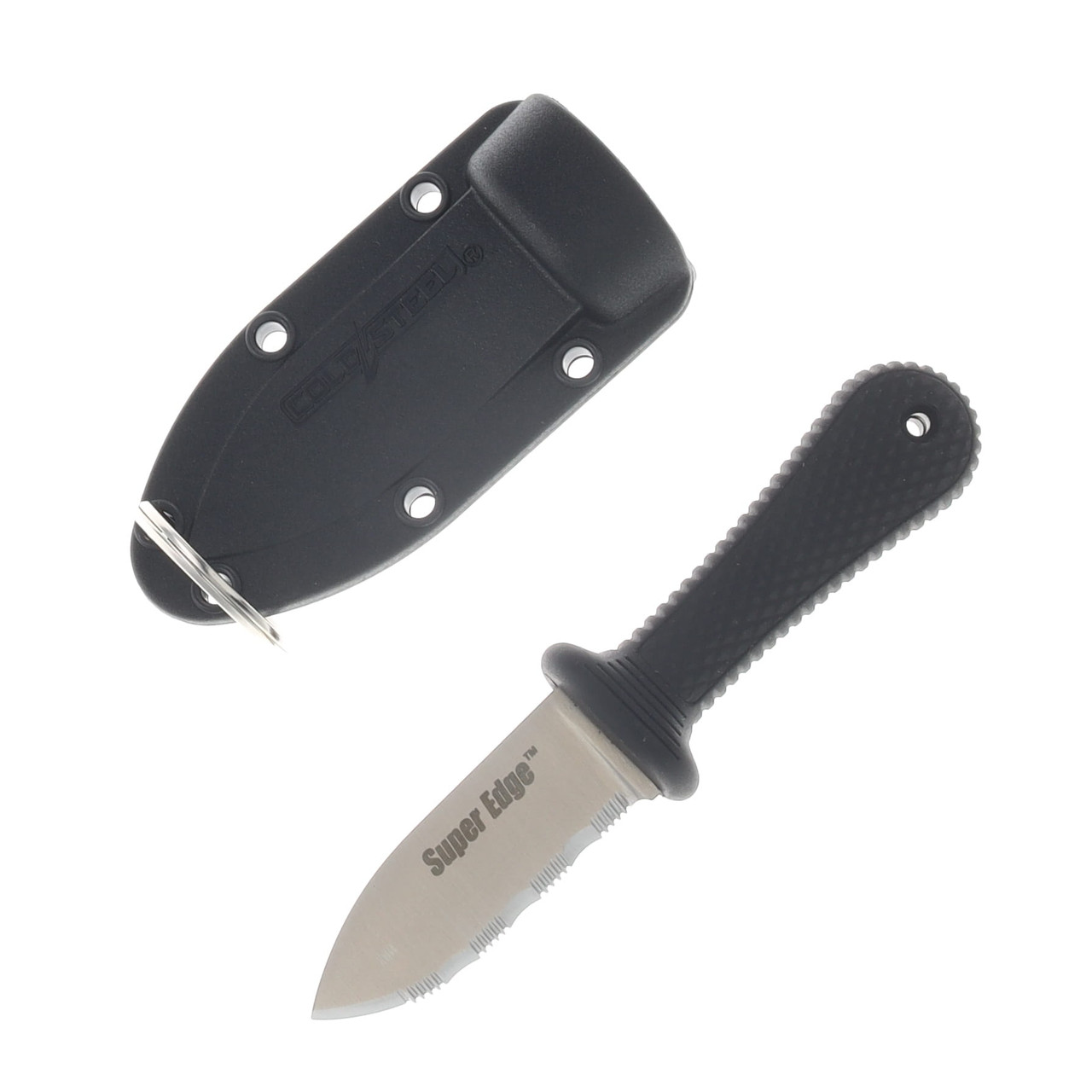 Cold Steel Super Edge Neck Knife 2in Satin Part Serrated Spear Point Blade CS42SS