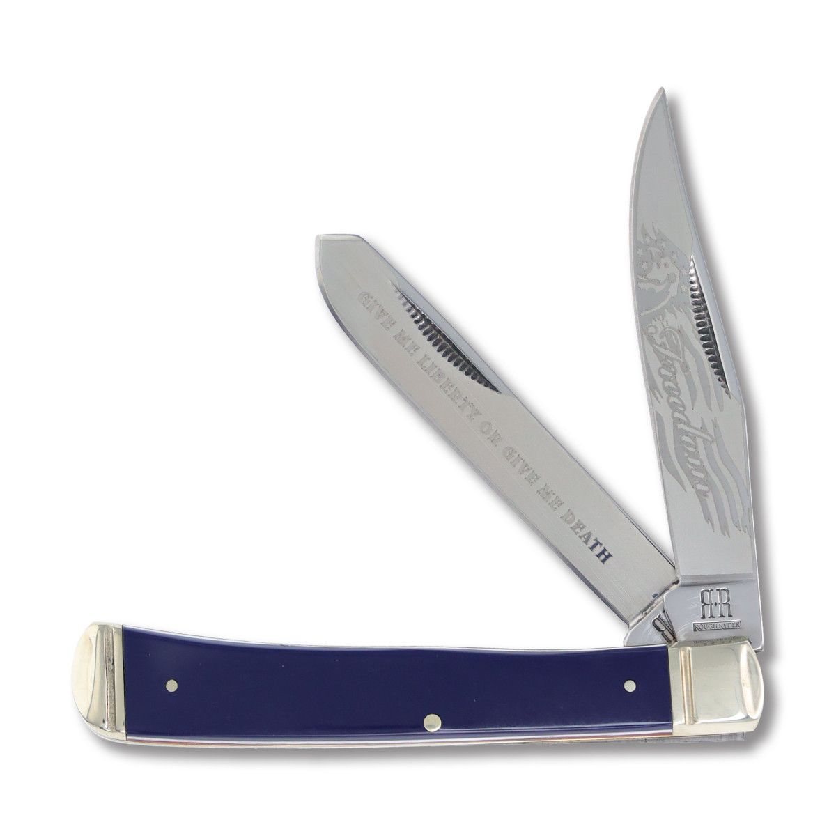 Rough Ryder Patriot Trapper Folding Knife Blue Synthetic 440A