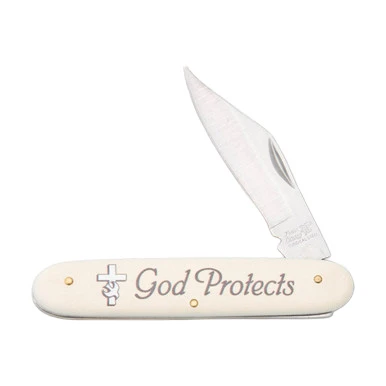 Frost Cutlery Words of Faith - GOD PROTECTS Folding Knife