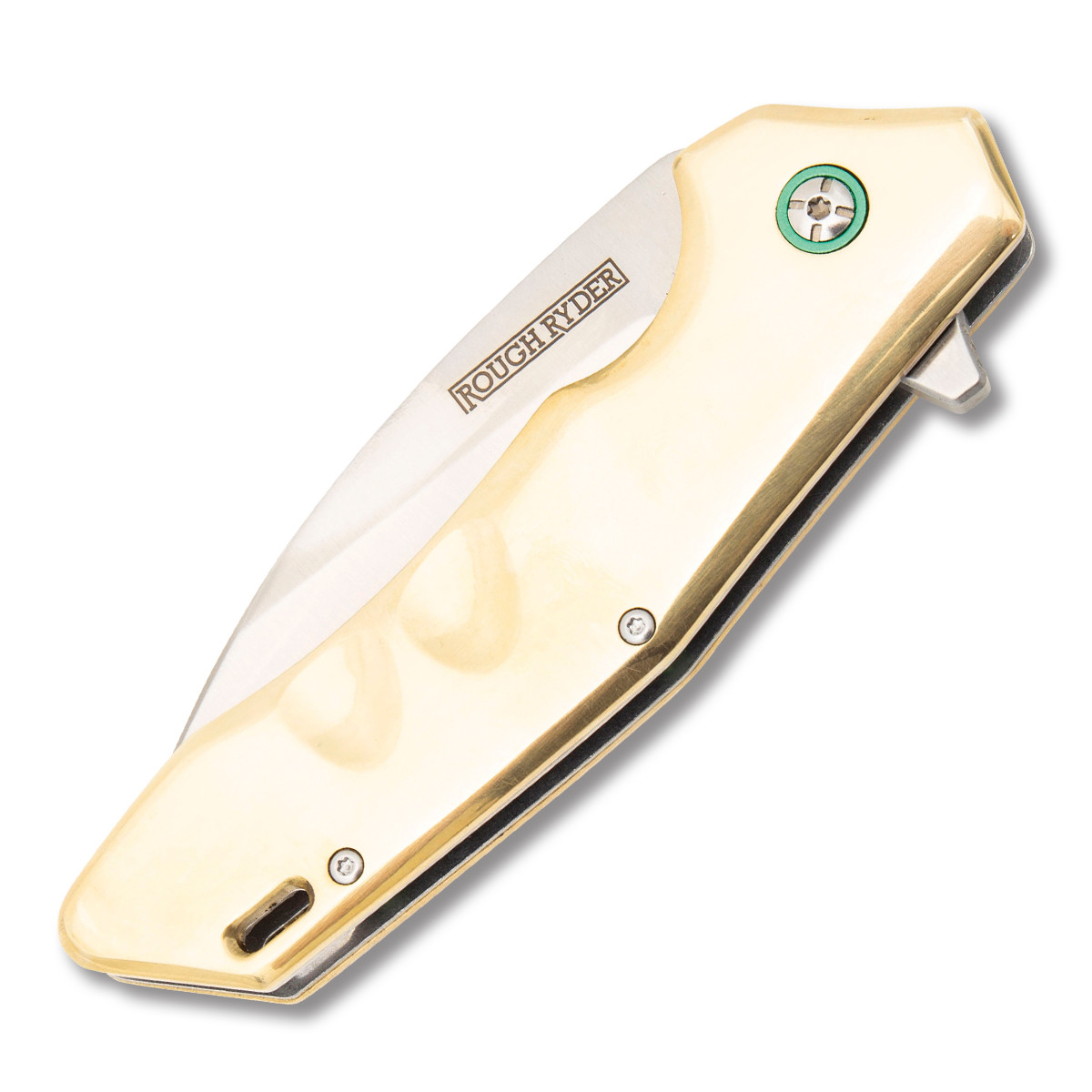 Rough Ryder Brass Wharncliffe Flipper Folding Knife | Smoky