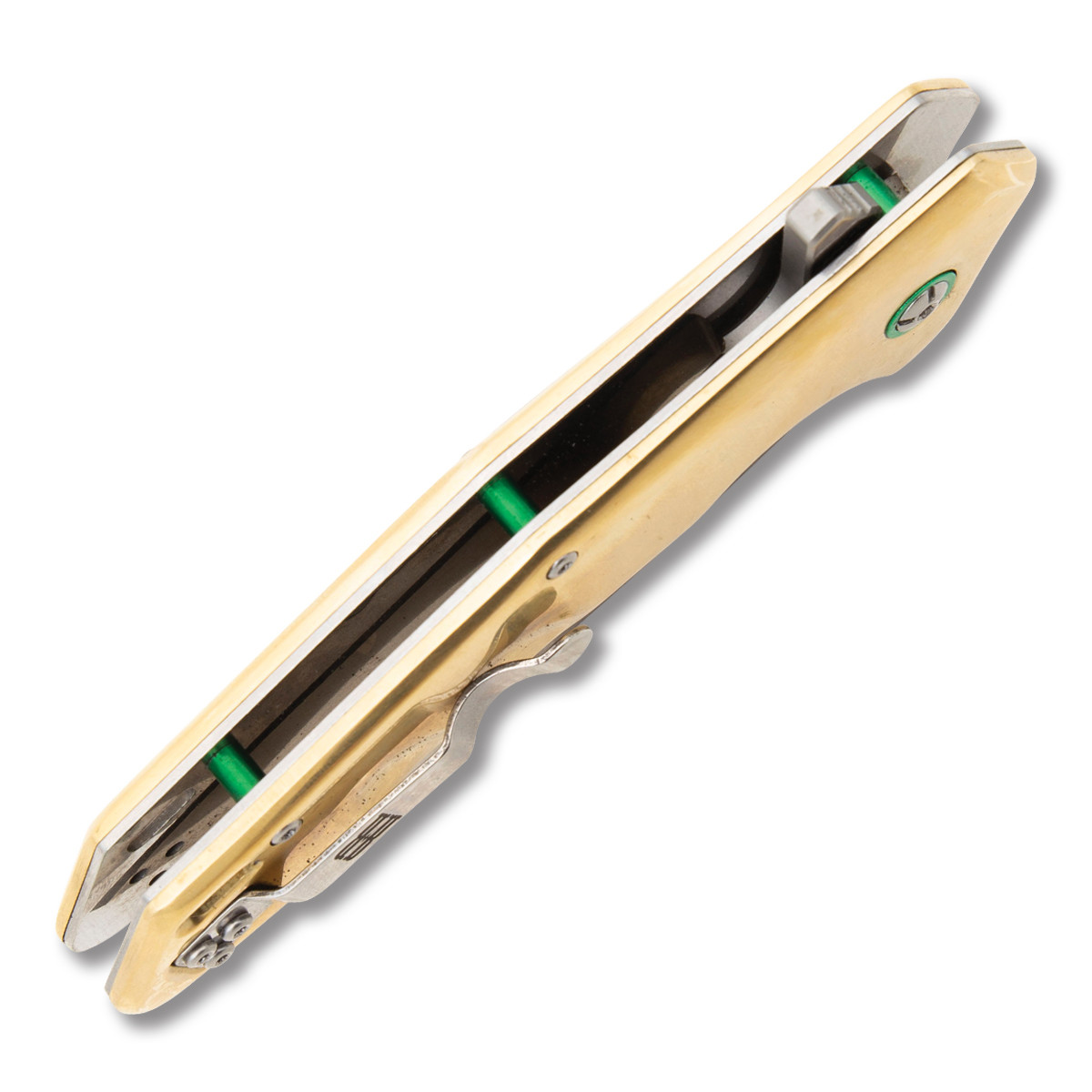 brassrider 荒１５キロ Rough Ryder Brass Wharncliffe Flipper Folding Knife | Smoky
