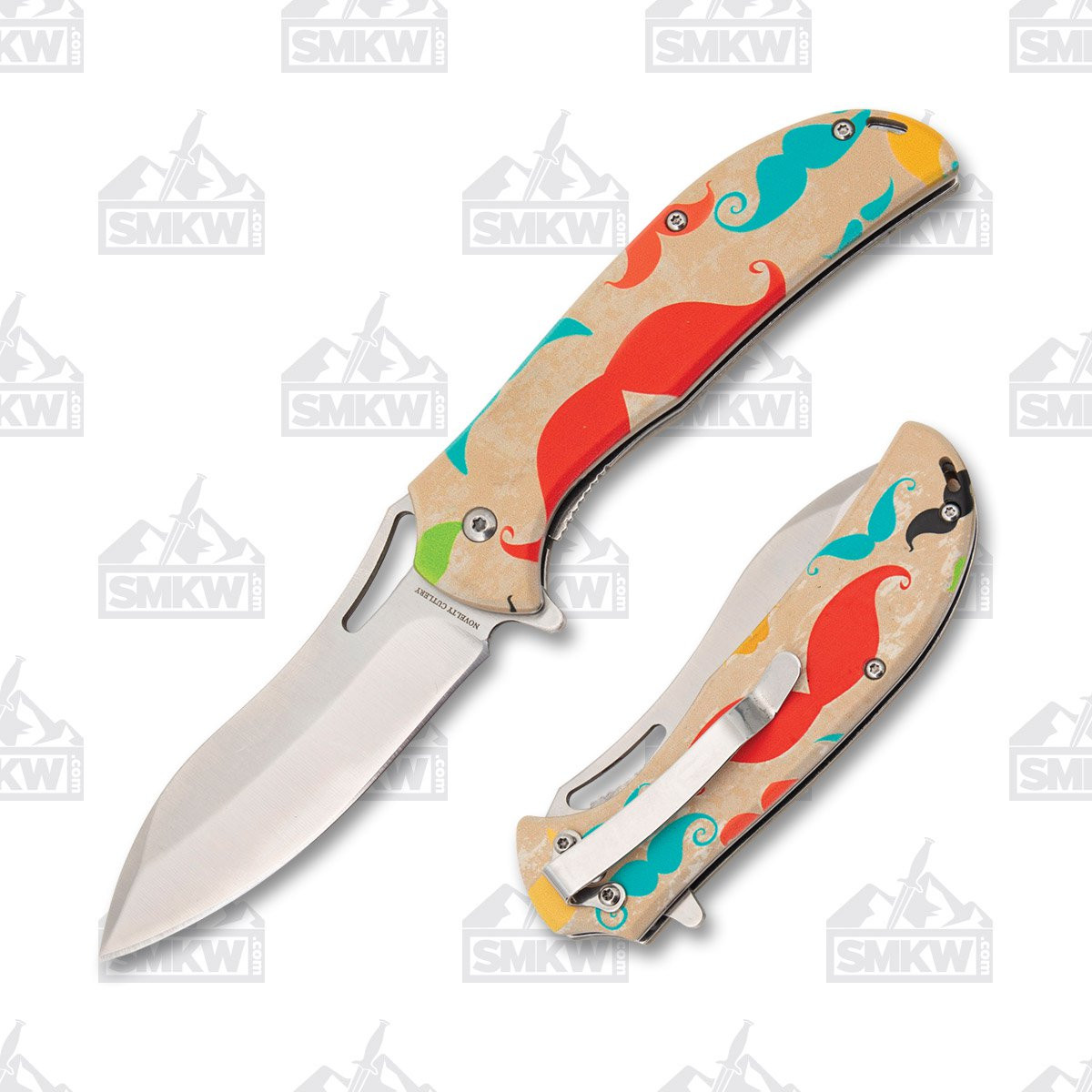 Novelty Knife Co. Mustache Folding Knife 3.5in Spear Point Blade