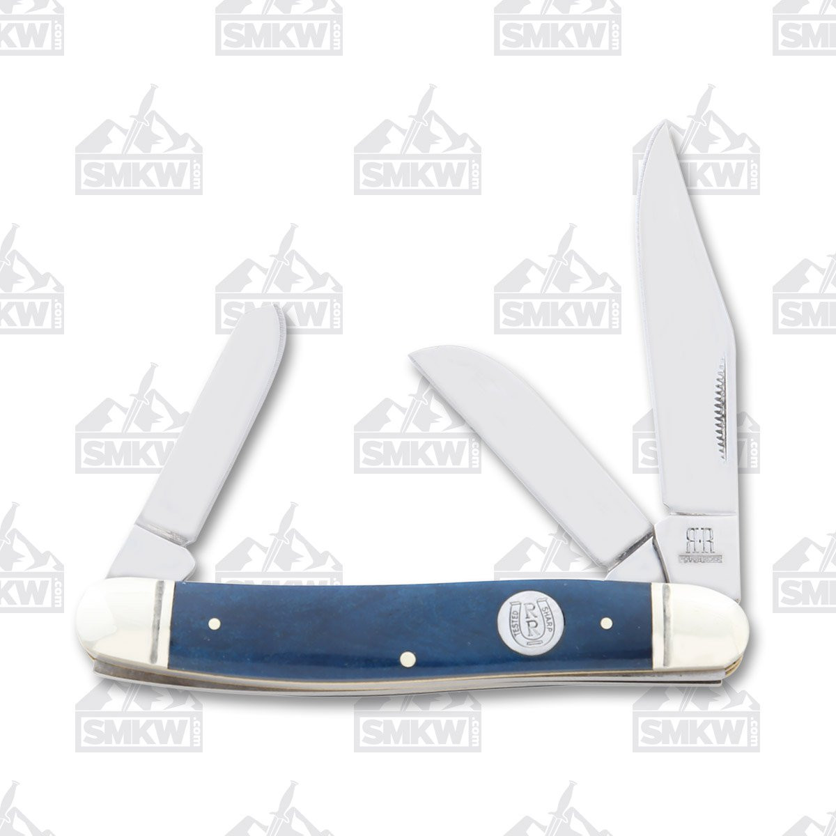 Rough Ryder Blue Smooth Bone Stockman Folding Knife