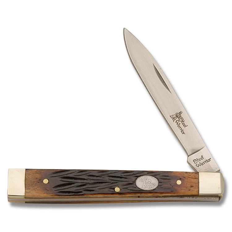 Frost Steel Warrior Doctors Folding Knife Autumn Jigged Bone Front Open