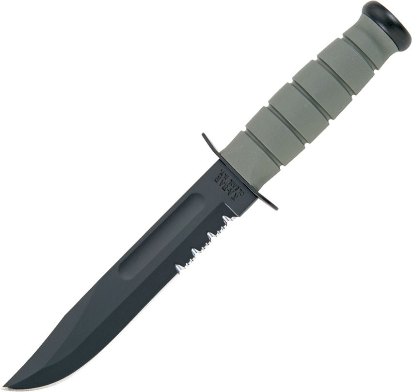KA-BAR Full Size Fixed Knife Foliage Green 7in Part Serr Black Clip Point
