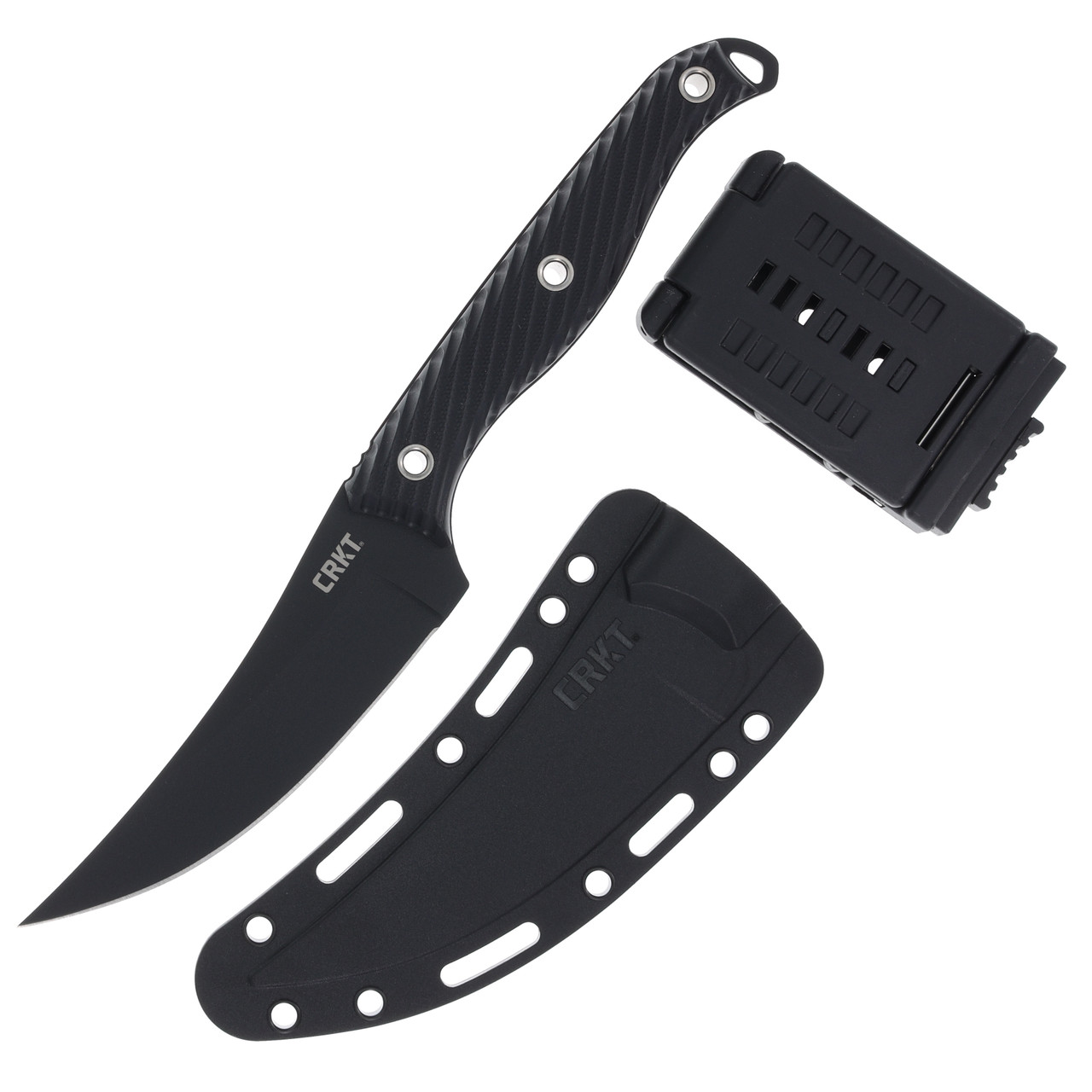 CRKT Clever Girl 4.6 Inch Plain Black Powder Coat Upswept with Sheath and MOLLE Attachment 1