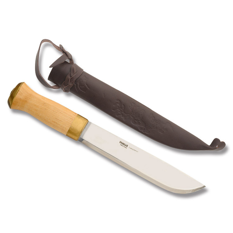 Helle Lappland Fixed Blade Knife 12C27/Birch with Engraved Leather