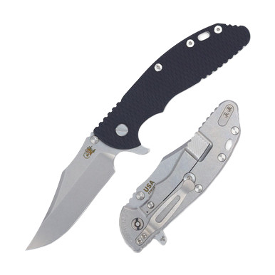 Hinderer XM-24 Stonewash - Black 4in Plain Stonewash Bowie