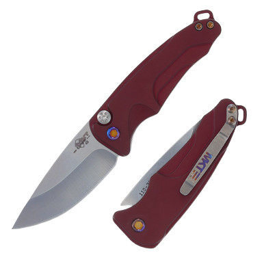 Medford Smooth Criminal OTS Knife Red Flamed - 3in Tumbled Drop Point Plain MKT41ARTFCS