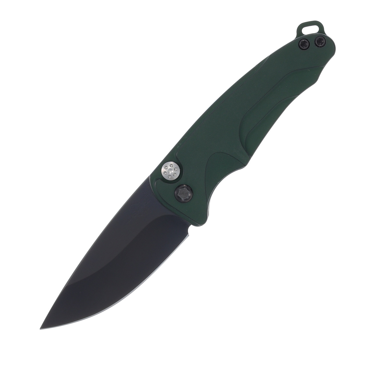 Medford Smooth Criminal OTS Knife Green - 3in Drop Point PVD Black Plain
