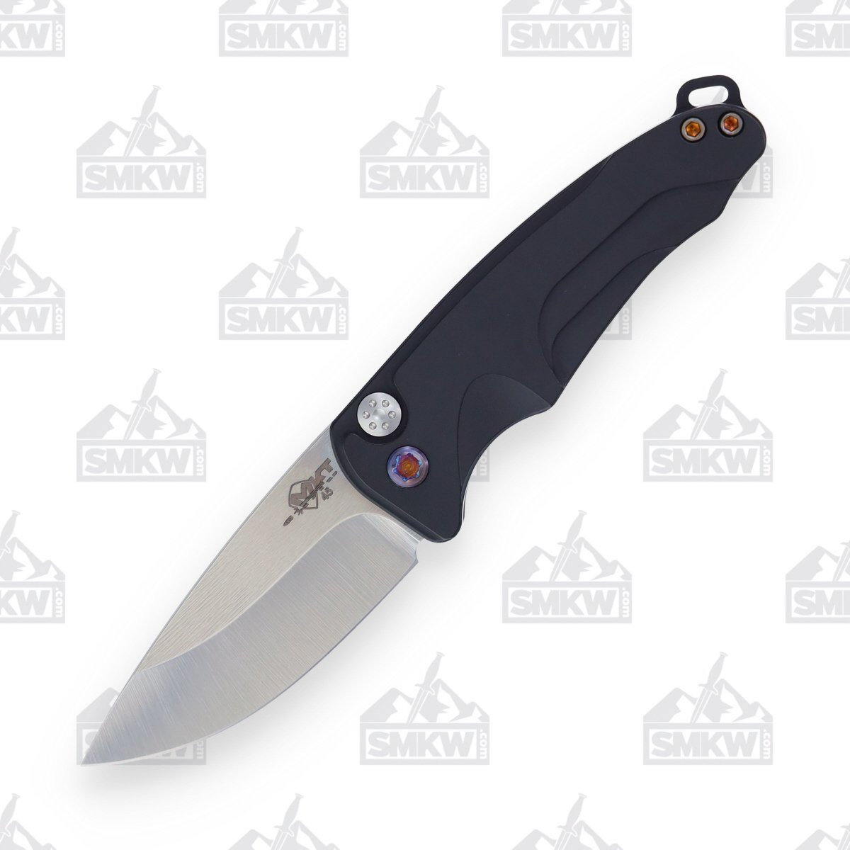 Medford Smooth Criminal Auto 3in Tumbled Plain Drop Point Blade Flame