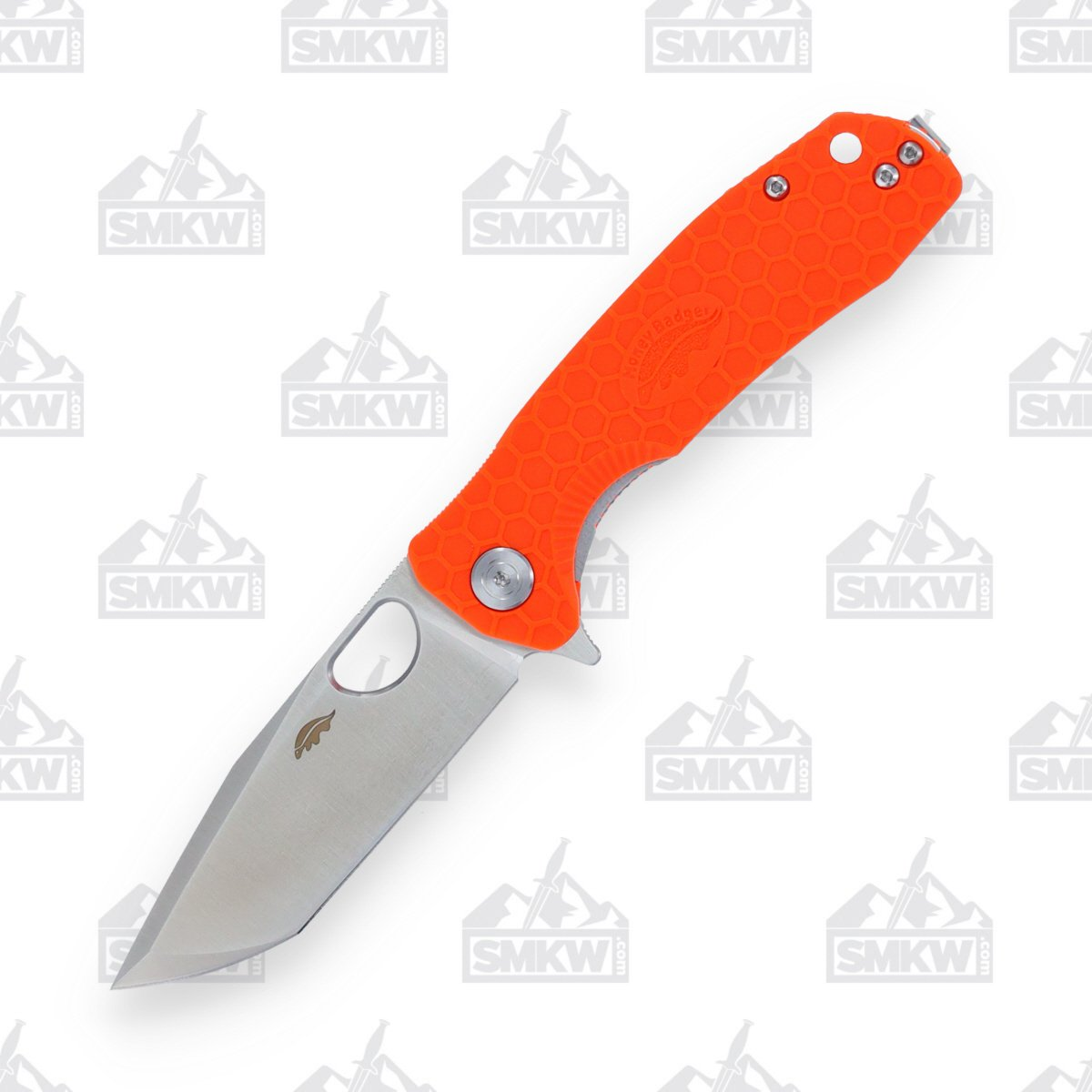 Honey Badger Medium Tanto Folding Knife Orange 3.19in Plain Satin Blade