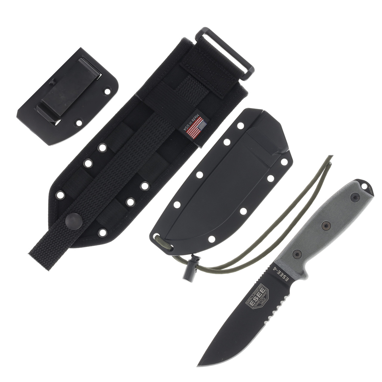 ESEE 4 Fixed Blade Knife 4.5in Plain Edge Gray Micarta ESEE4SMBB