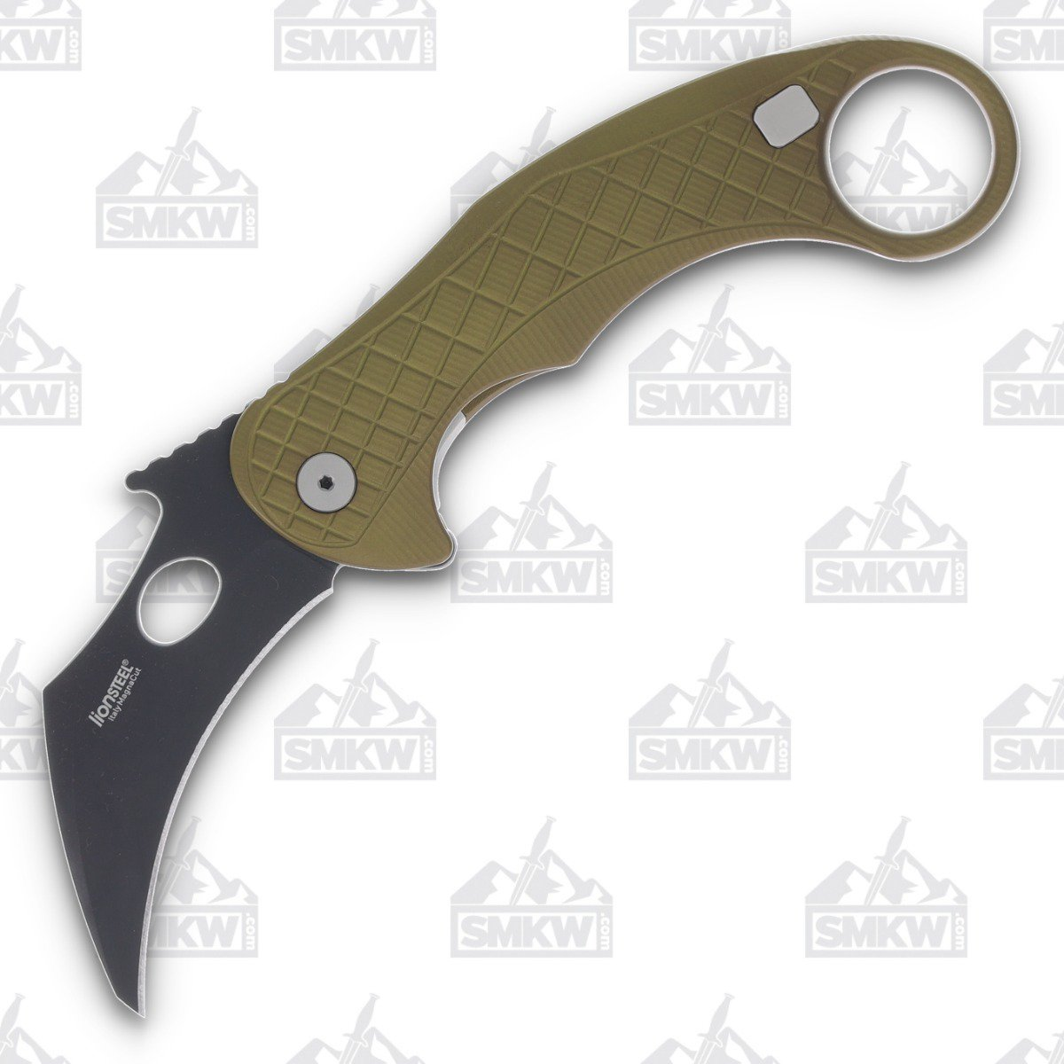 LionSteel LE One Folding Knife Black Blade Green Aluminum Handle LSLE1AGB