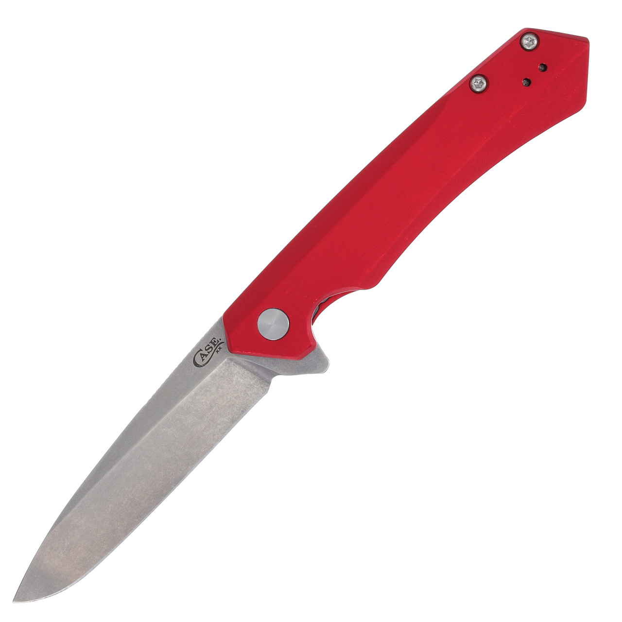 Case Kinzua Framelock Folding Knife Stonewash Spear Point Red CA64661