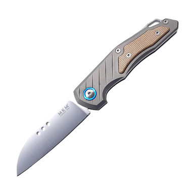 MKM Knives Anso Root Folding Knife Titanium Micarta 2.8in Satin Blade MKRTNCT