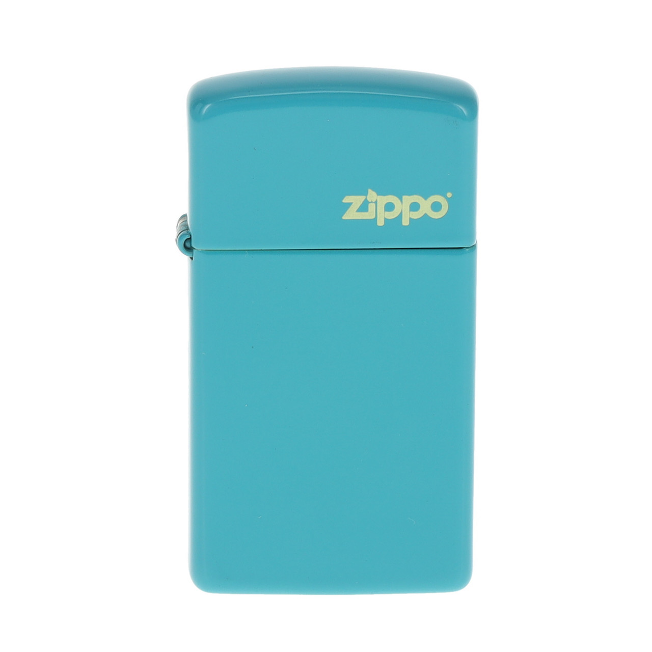 Zippo Slim Flat Turquoise Logo Lighter - Smoky Mountain Knife Works