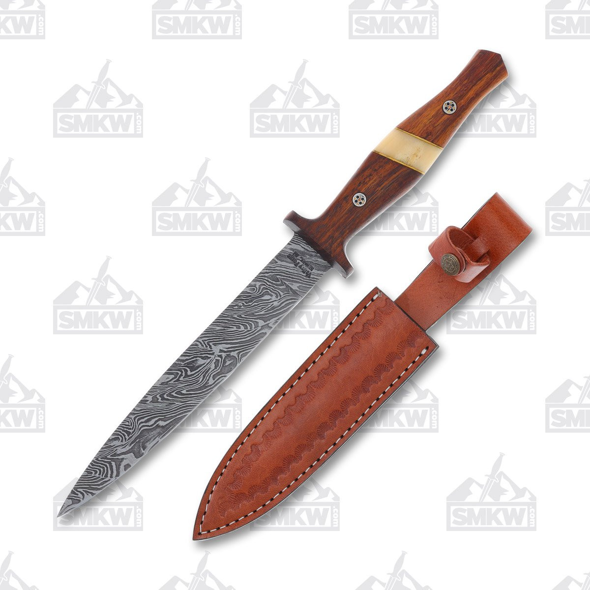 Frost Valley Forge Dirk Fixed Knife Rosewood/Bone Handle Damascus Blade FRVFD33RWDS
