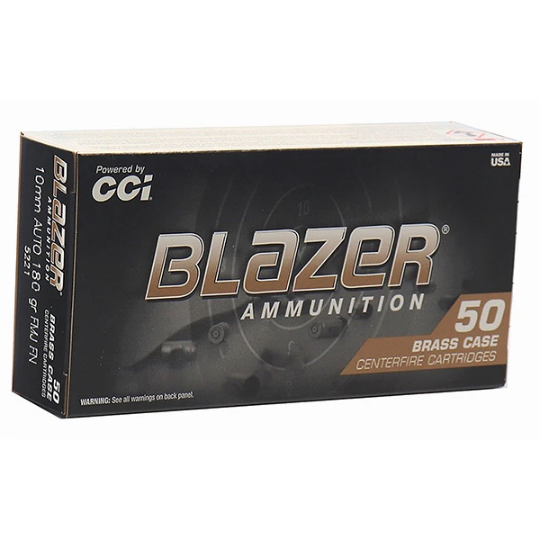 CCI Blazer 10mm Auto Handgun Ammo 50 Round Brass Centerfire180 Grain FMJ