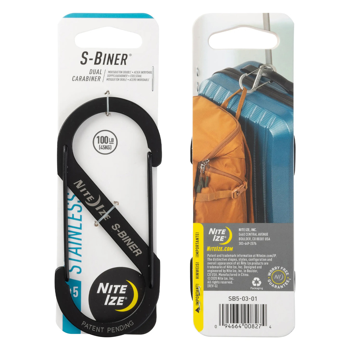 Nite Ize S-Biner Stainless Steel Dual Carabiner Size 5 Black