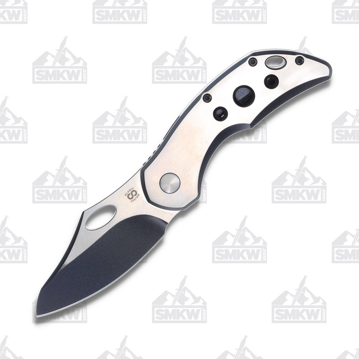 Olamic Busker Semper Folding Knife 2.37in Plain Edge Titanium B645S