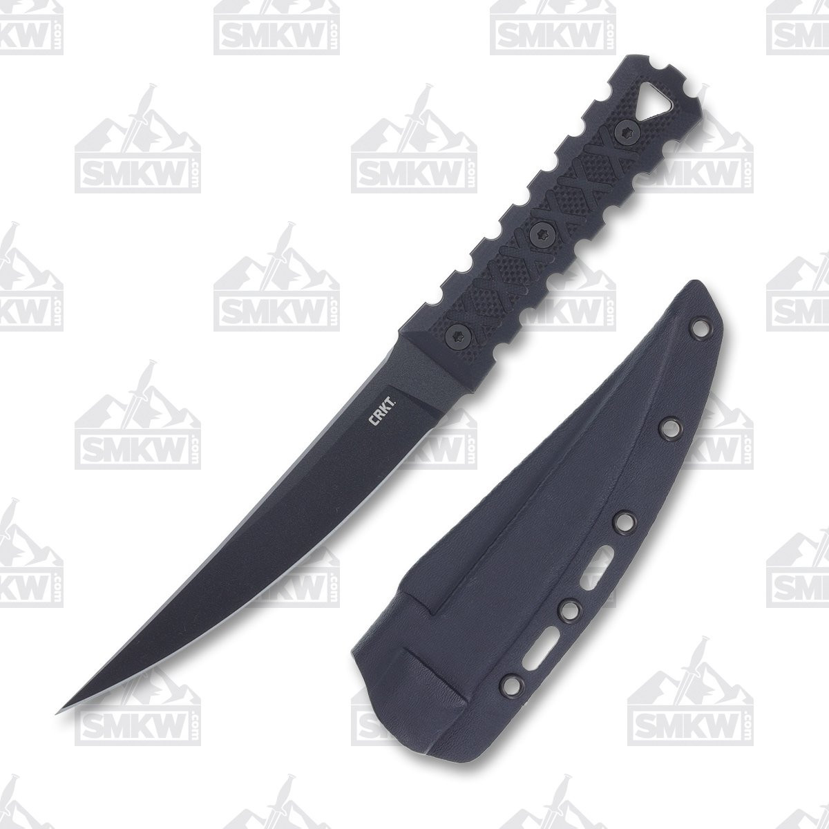 CRKT HZ6 Fixed Blade Knife 6.5 Inch Plain Black Powder Coated Upswept