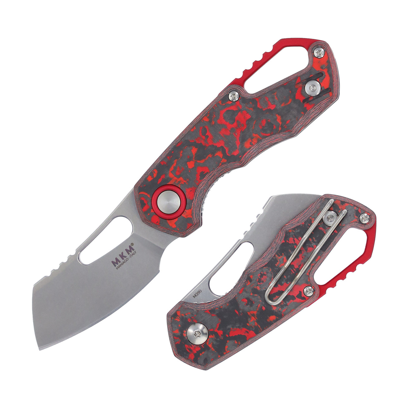 MKM Isonzo Folding Knife Lava Flow Fat Carbon Cleaver SMKW