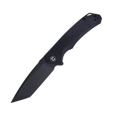 CIVIVI Brazen Folding Knife 3.46 Inch Plain Black Stonewash Tanto