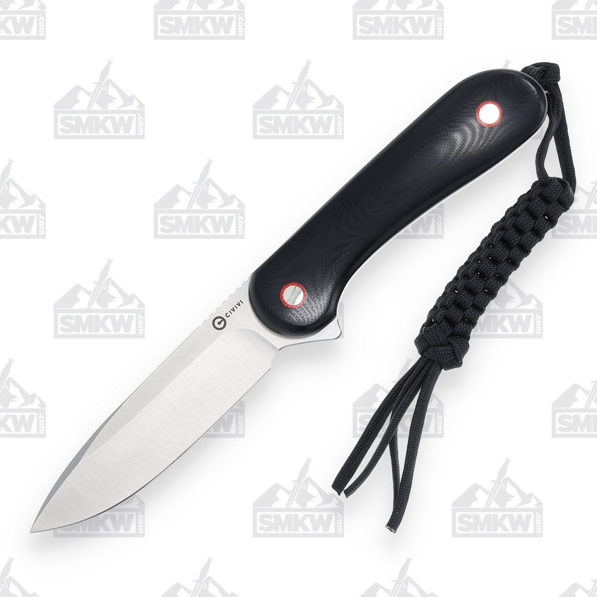 CIVIVI Elementum Fixed Blade Knife Black 3.98in Plain Satin Drop Point