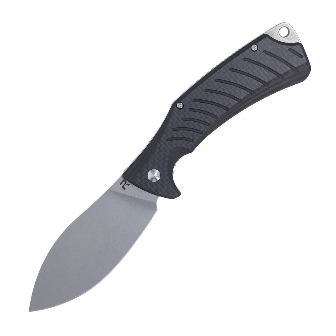 Revo Ness Folding Knife Carbon Fiber 3.37in Plain Stonewash Nessmuk