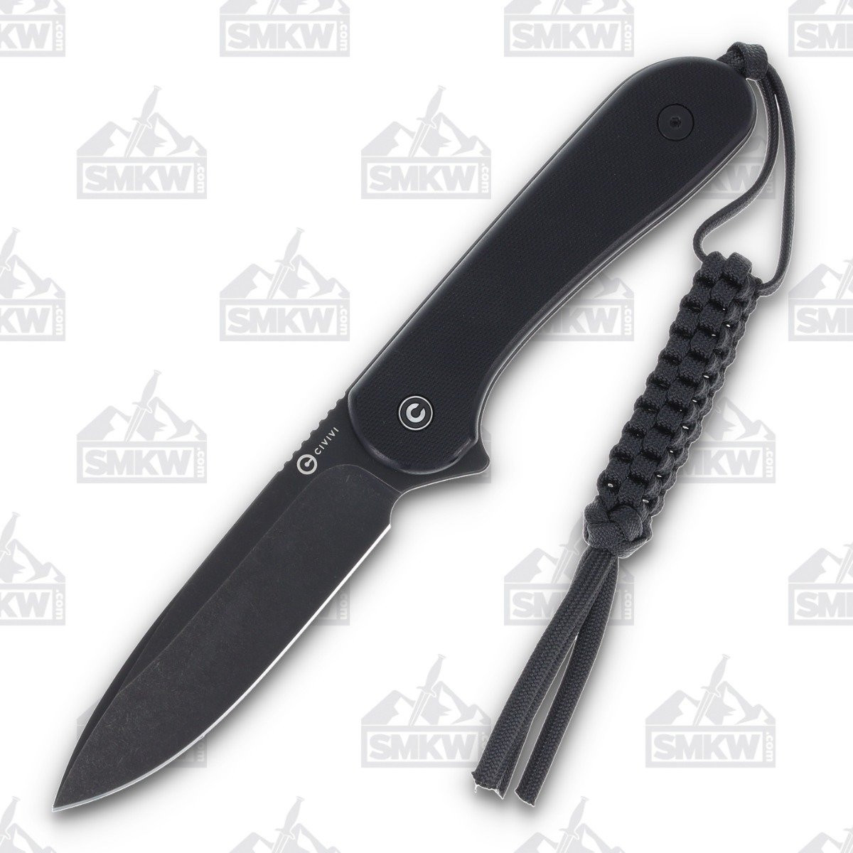 CIVIVI Elementum Fixed Blade Knife 3.98 Inch Plain Black Drop Point 1