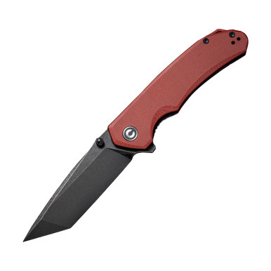 CIVIVI Brazen Burgundy 3.46 Inch Plain Black Stonewash Tanto