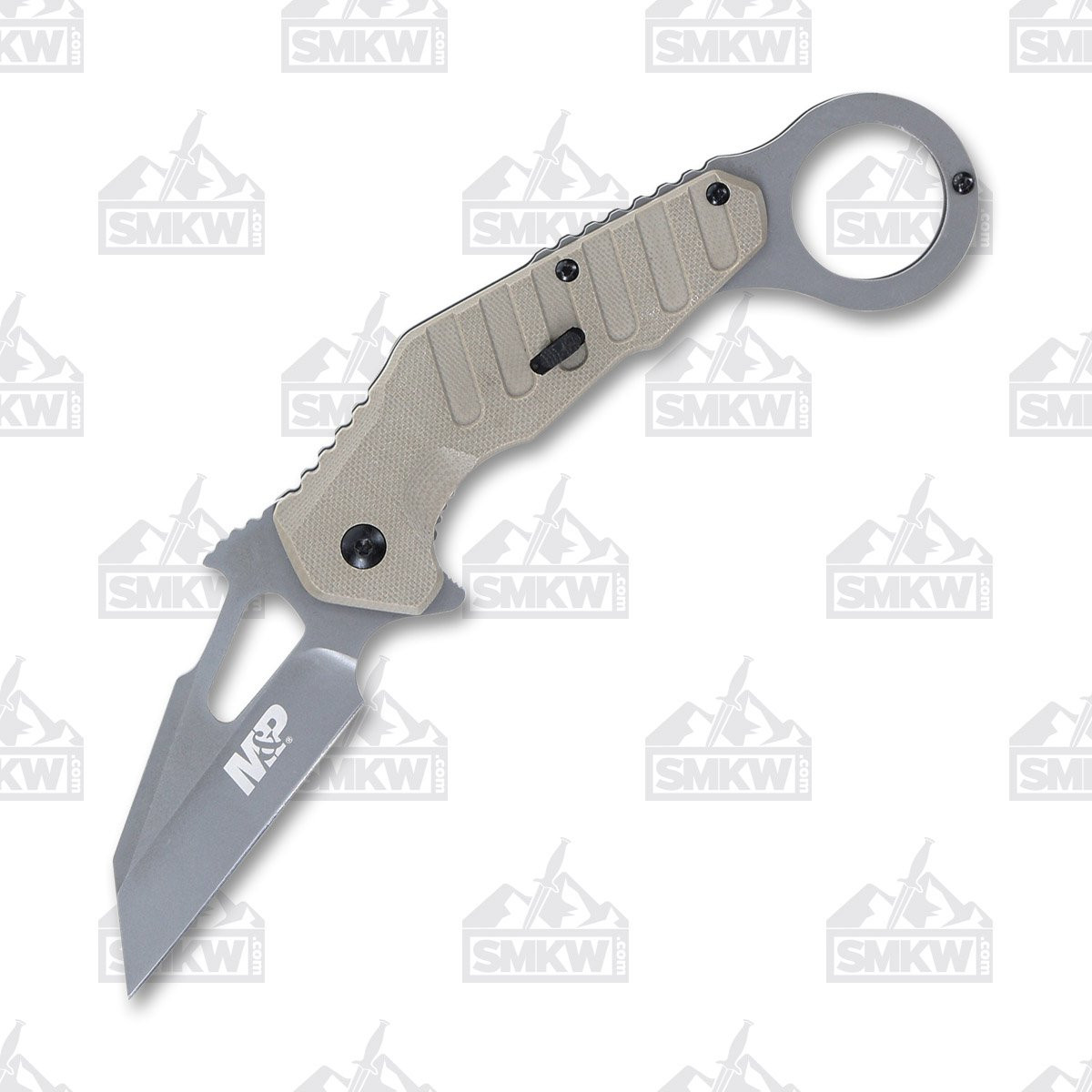 Smith and Wesson M&P Extreme Ops Karambit Folding Knife Tan G10 3in Blade
