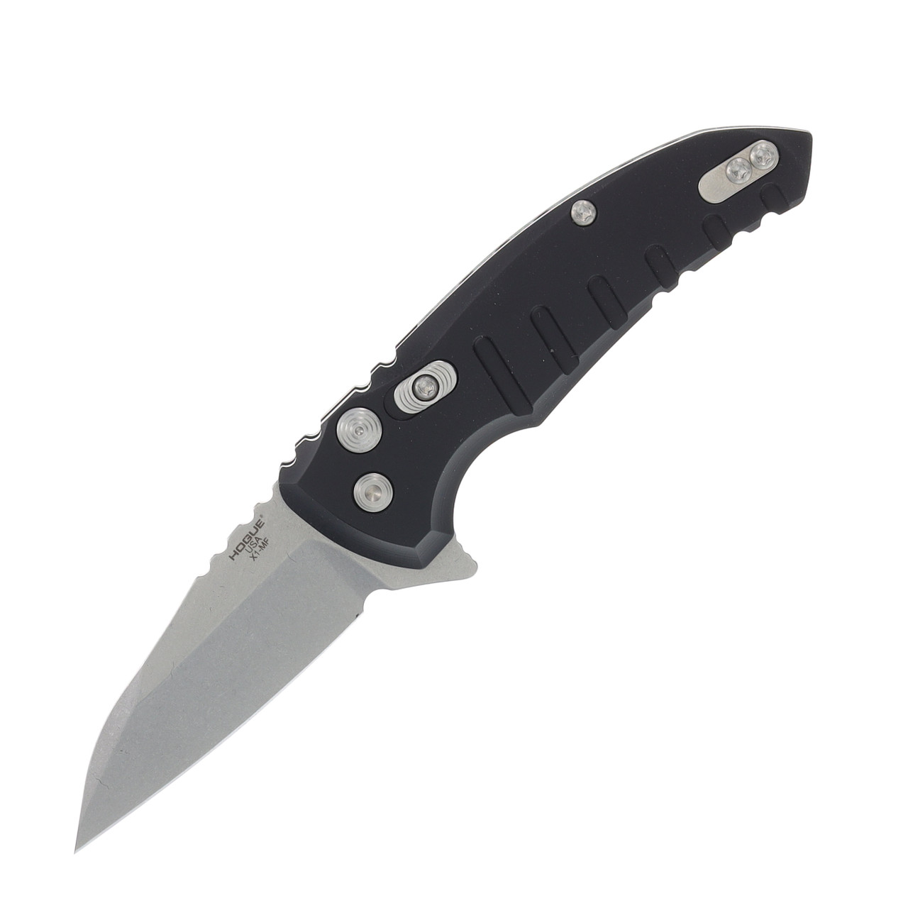 Hogue X1-Microflip Folding Knife Al Black 2.75in Stonewash Wharncliffe Blade HG24160