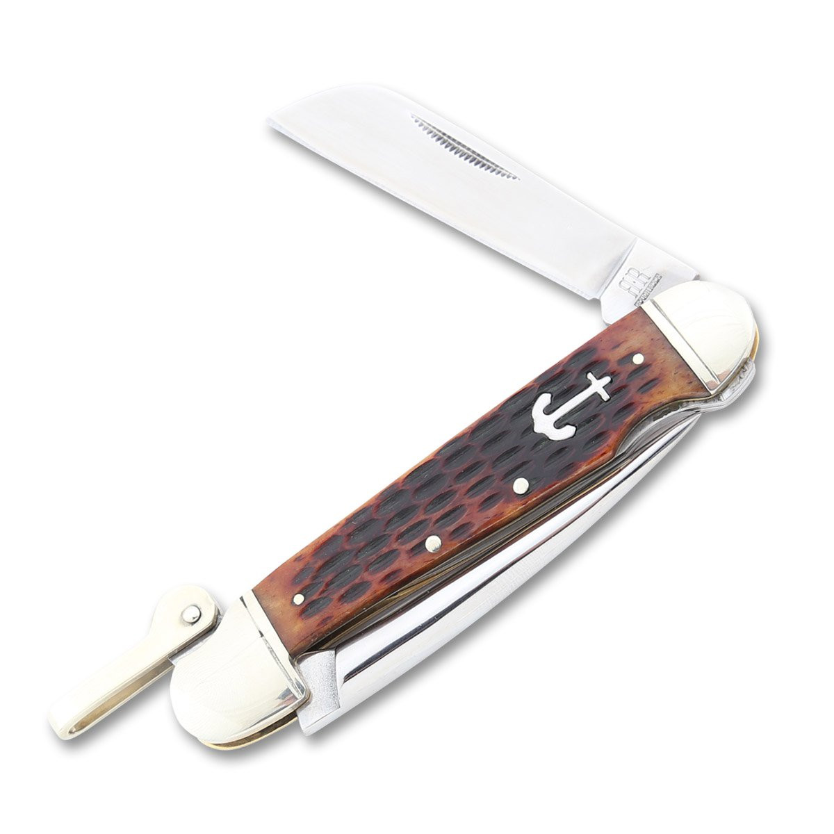 Rough Ryder Amber Jigged Bone Marlin Spike Folding Knife RR535