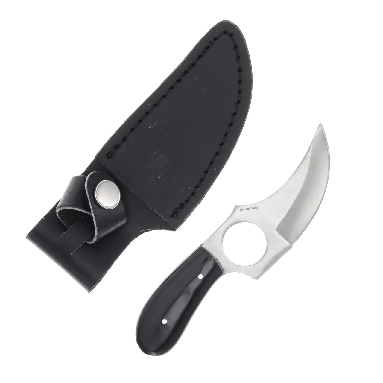 SZCO Supplies Black Short Skinner Knife Fixed 5.75 Upswept Blade 202989BK