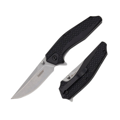 Kershaw Coilover Folding Knife 3in Plain Edge Textured RFN Stonewash 