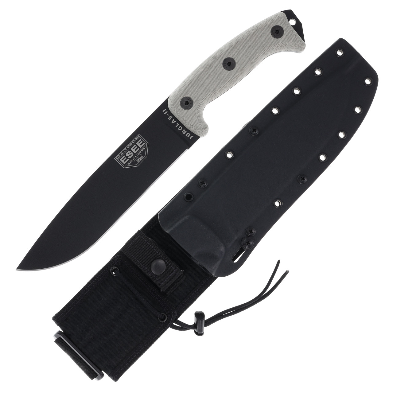 ESEE Junglas II Fixed Blade Knife 8.37in Plain Edge Gray Micarta