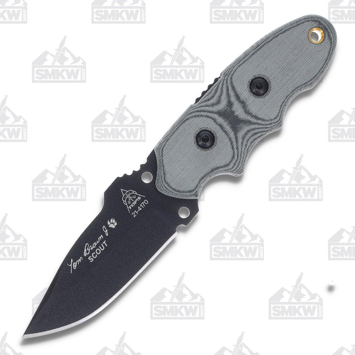 TOPS Tom Brown Tracker Scout 3.25 Inch Plain Black Traction Clip Point 1