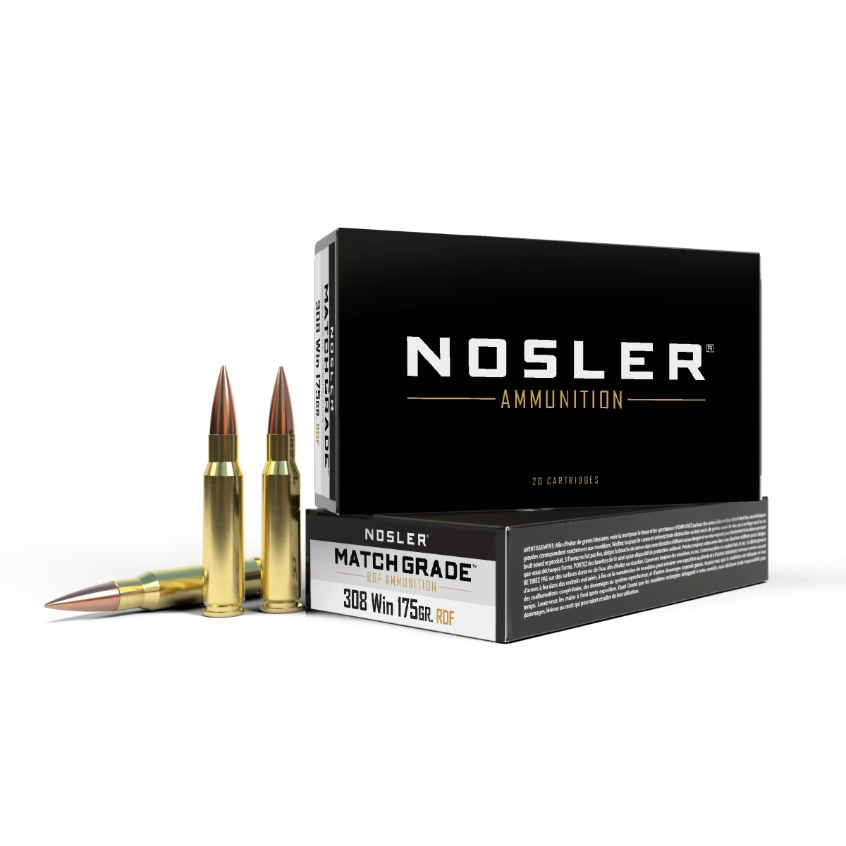 Nosler Match Grade .308 Win 175gr RDF HPBT Brass Ammo 20 Rds