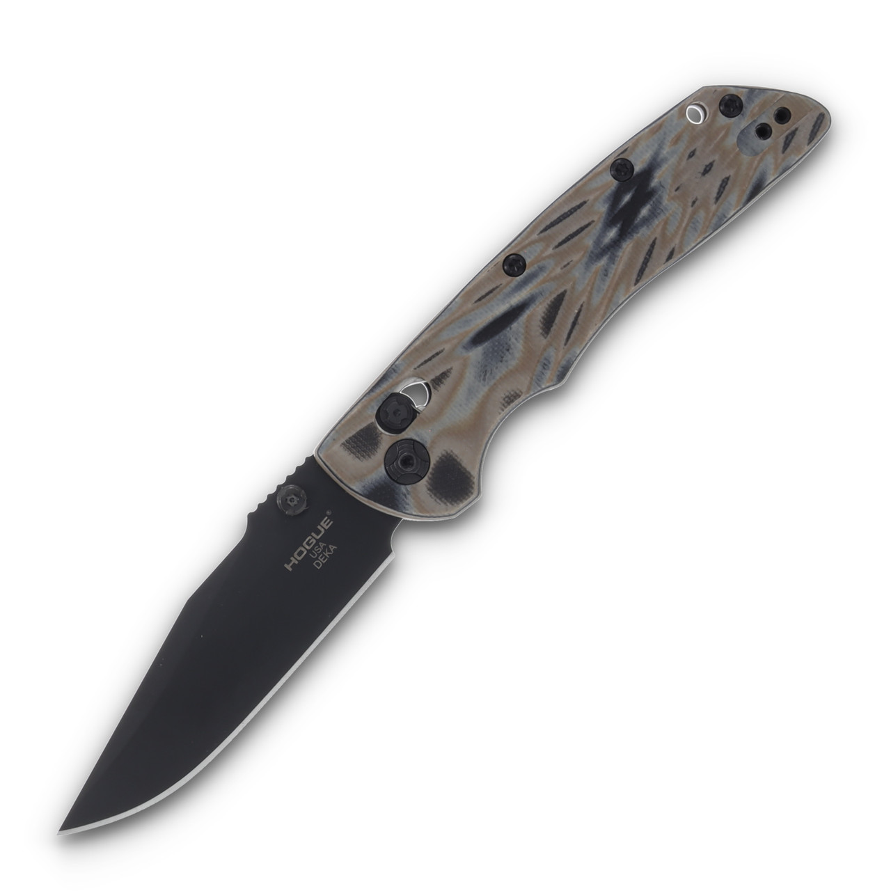 Hogue Deka Folding Knife G-Mascus Dark Earth G10 3.25in Black Clip Point Blade