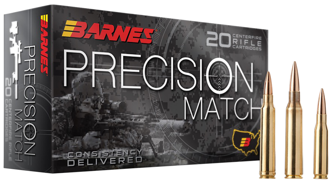 Barnes Precision Match Ammo 6.5 Grendel Rifle Ammunition 20 Rounds Brass  Centerfire 120 Grain Open Tip Match BT