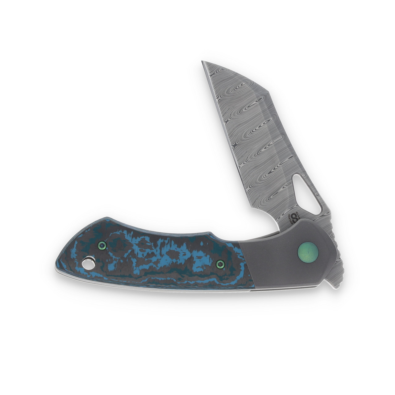Olamic Whippersnapper BL Folding Knife Damasteel Arctic Storm G-Carta Wharncliffe WSBL020/80-W